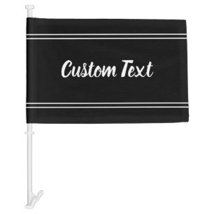 Simple Black and White Script Text Template Car Flag
