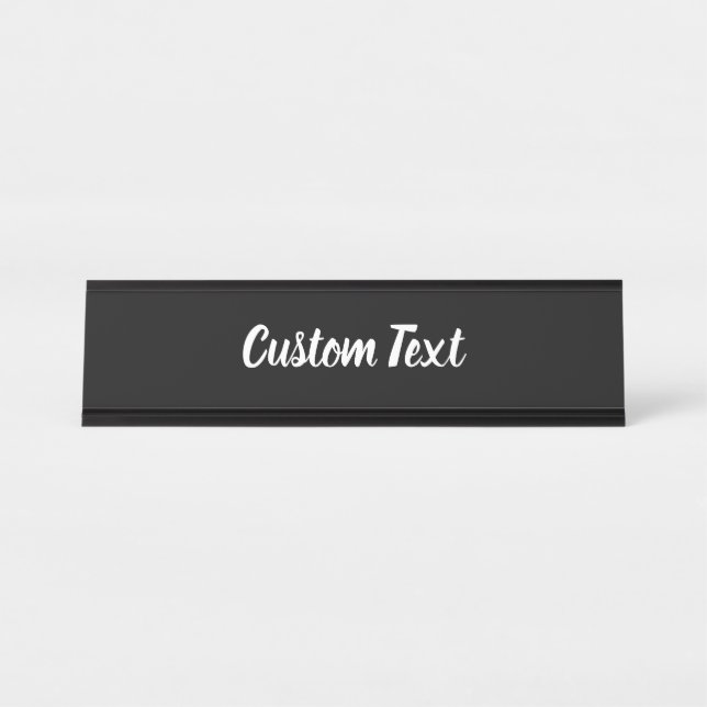Simple Black and White Script Text Template Desk Name Plate (Front)