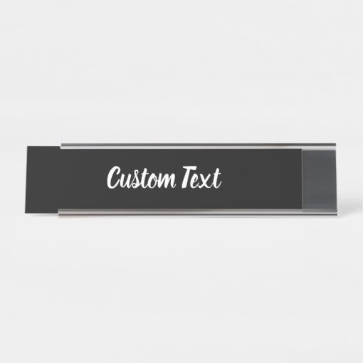 Simple Black and White Script Text Template Desk Name Plate | Zazzle