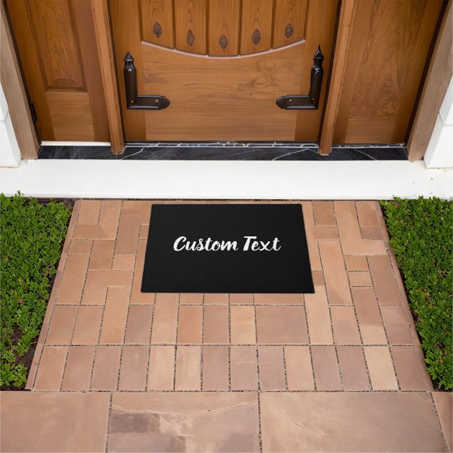 Simple Black and White Script Text Template  Doormat (Outdoor)