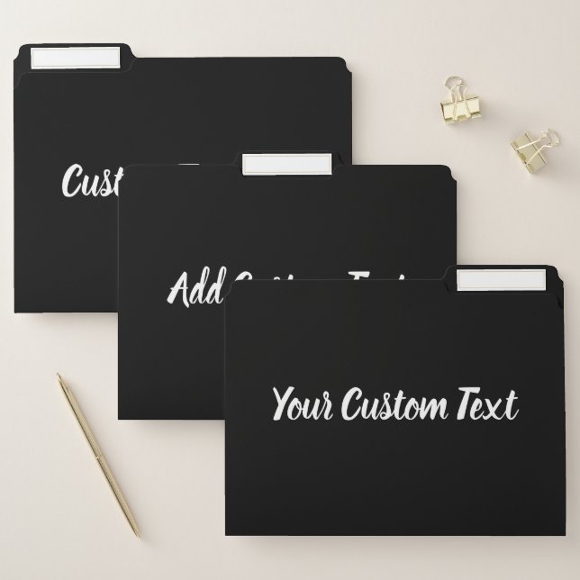Simple Black and White Script Text Template File Folder (Set)