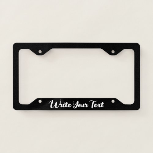 Simple Black and White Script Text Template  License Plate Frame