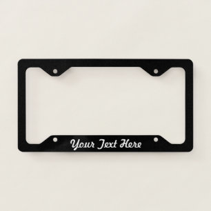 Simple Black and White Script Text Template License Plate Frame