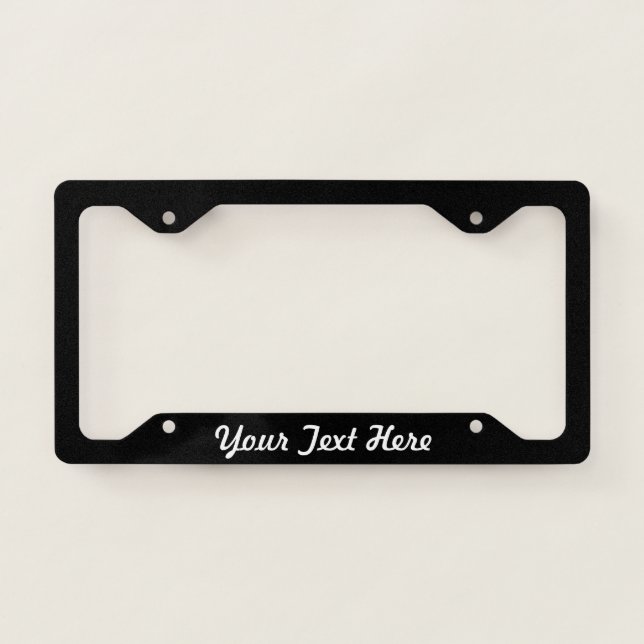 Simple Black and White Script Text Template License Plate Frame (Front)