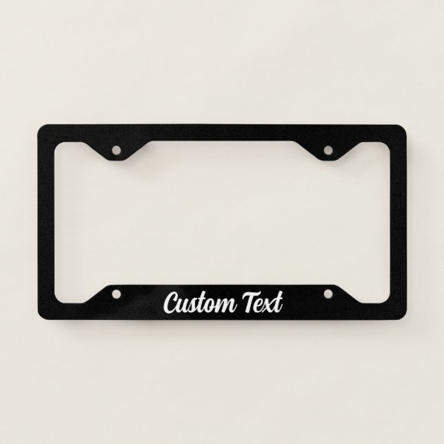 Simple Black and White Script Text Template License Plate Frame (Front)