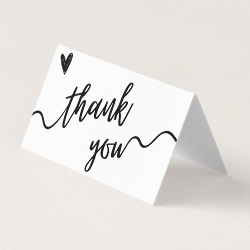 Simple Black and White Script Thank You Card