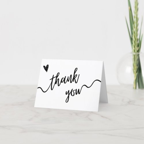 Simple Black and White Script Thank You Card