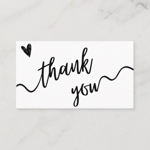 Simple Black and White Script Thank You Card