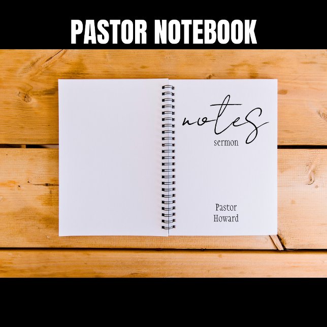 Simple black and white Sermon Notes Notebook (Pastor's Sermon Notes Diary)
