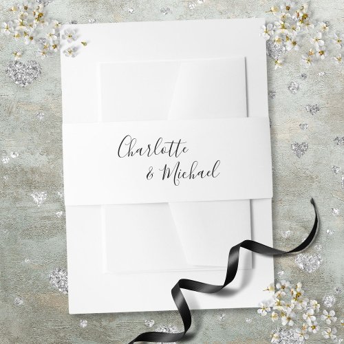 Simple Black And White Signature Script Invitation Belly Band