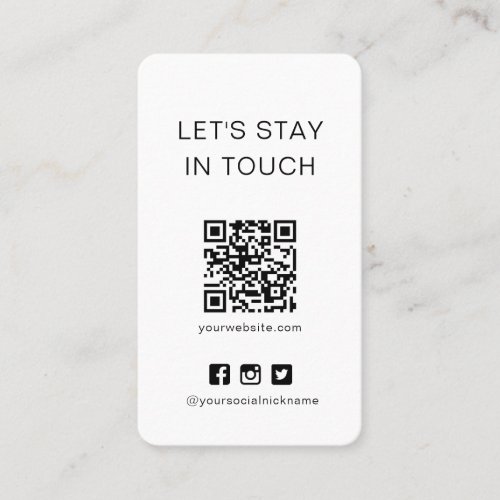 Simple Black and White Social Media QR Code Card