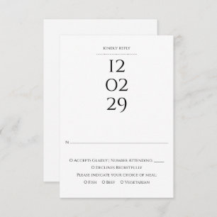 Simple Black And White Special Date Wedding RSVP Card