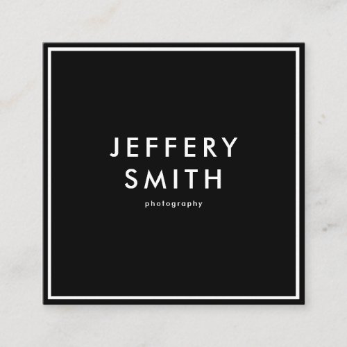 Simple Black and White  Square Business Card