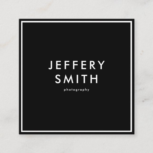 Simple Black and White  Square Business Card (Front)