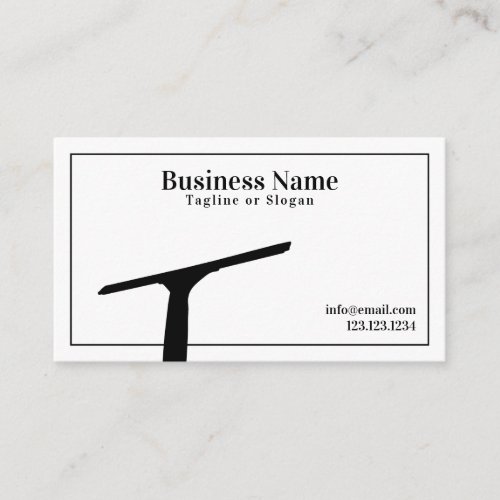 Simple Black and White Squeegee Window Cleaning Business Card