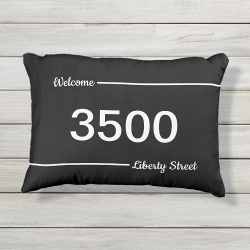 Simple Black and White Street Address House Number Outdoor Pillow