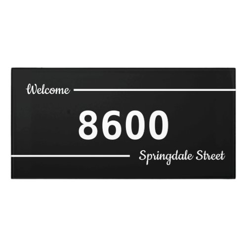 Simple Black and White Street Address Welcome Door Sign