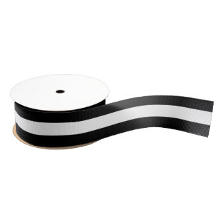 Simple Black And White Striped  Grosgrain Ribbon