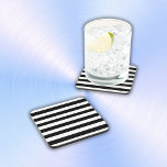 Simple Black And White Stripes | Beverage Coaster at Zazzle