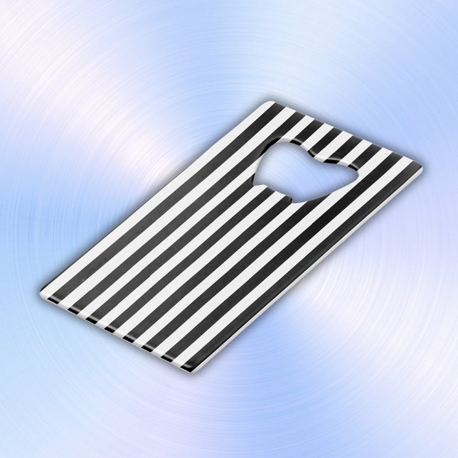 Simple Black and White Stripes | Credit Card Bottle Opener (Creator Uploaded)