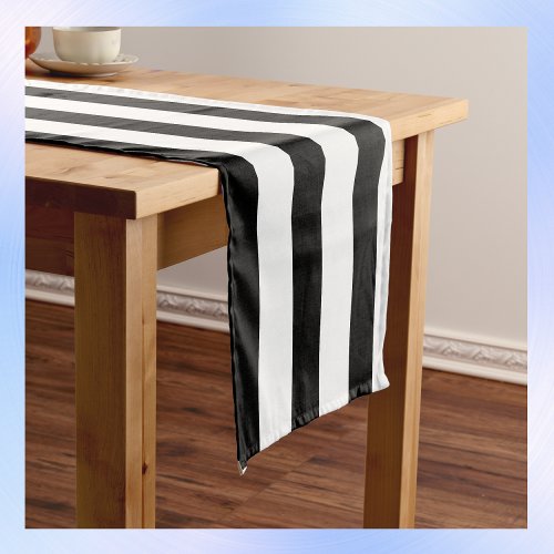 Simple Black and White Stripes  Long Table Runner