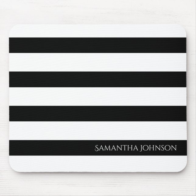 Simple Black and White Stripes Mouse Pad (Front)