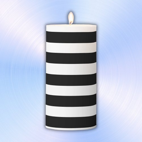 Simple Black and White Stripes  Pillar Candle
