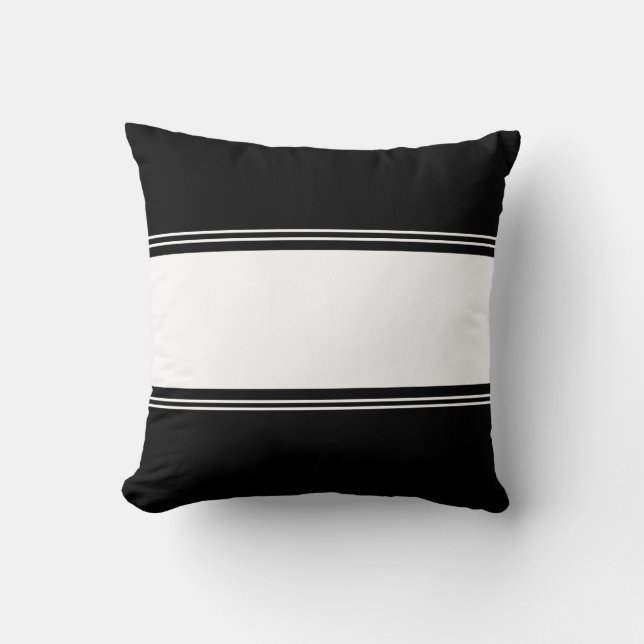 Simple Black and White Stripes Throw Pillow (Front)