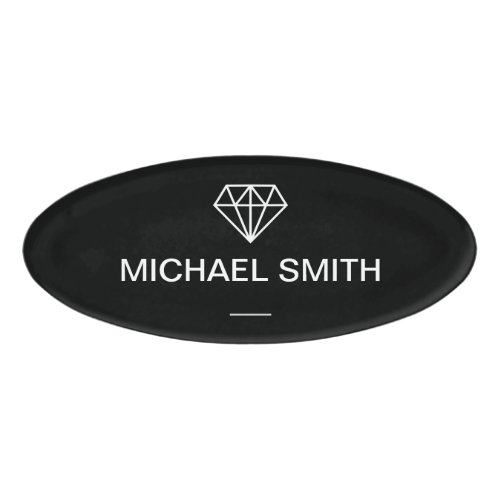 Simple Black and White Stylish Diamond Logo Name Tag