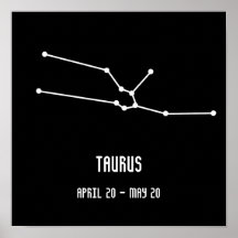 Simple Black and White Taurus Constellation