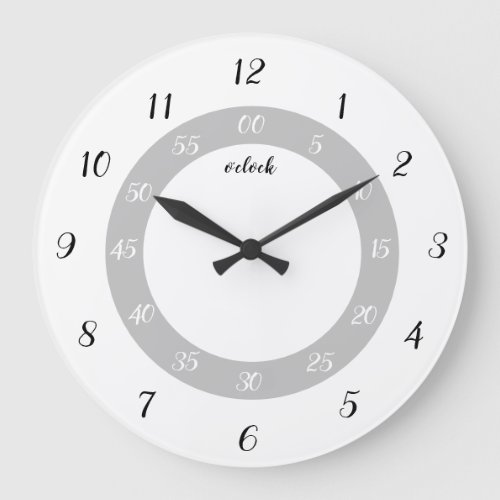 Simple Black and white Teaching time analog  Large Clock