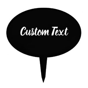 Simple Black and White Text Cursive Script Cake Topper