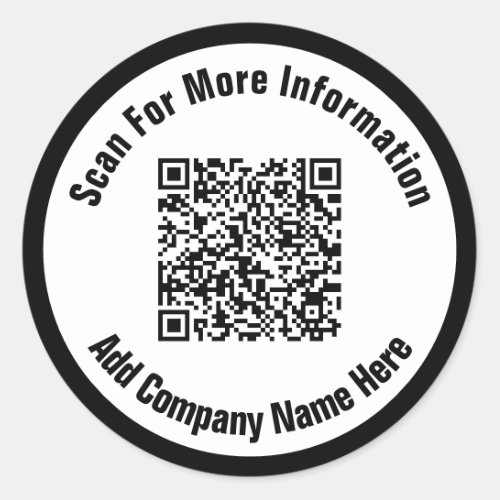Simple Black and White Text Scan QR Code  Classic Round Sticker
