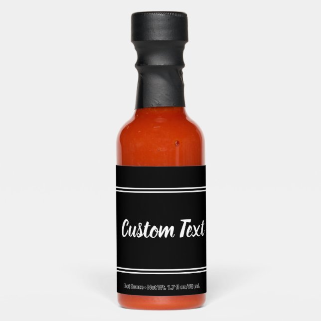 Simple Black and White Text Script Template Hot Sauces (Front)