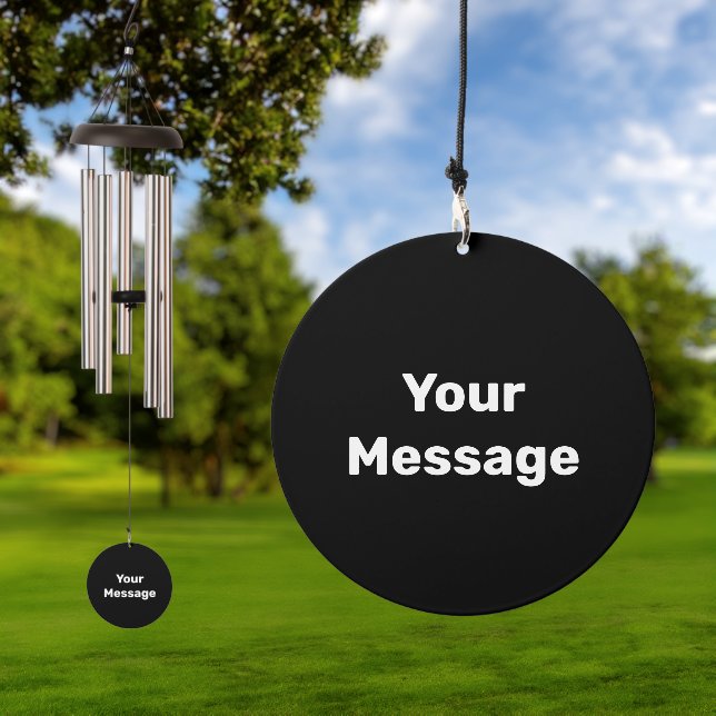 Simple Black and White Text Template Wind Chime (Outdoor)