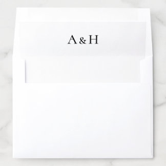 simple black and white text wedding envelope liner