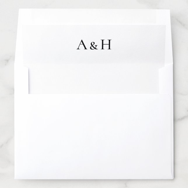 simple black and white text wedding envelope liner (In Envelope)