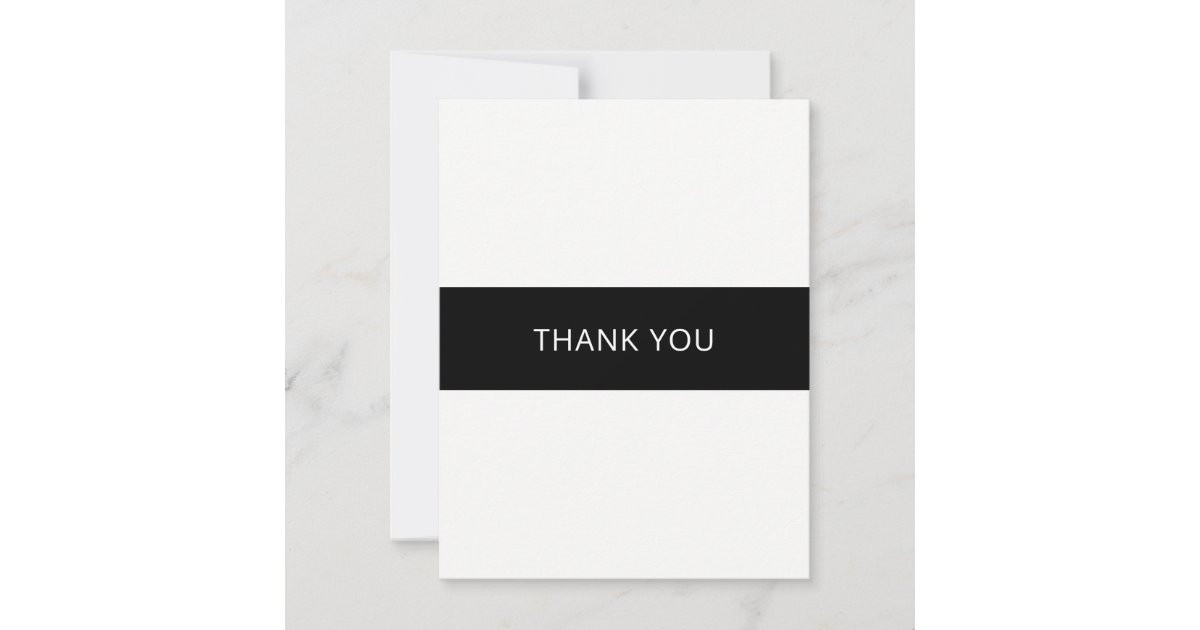 Simple black and white thank you card - flat | Zazzle