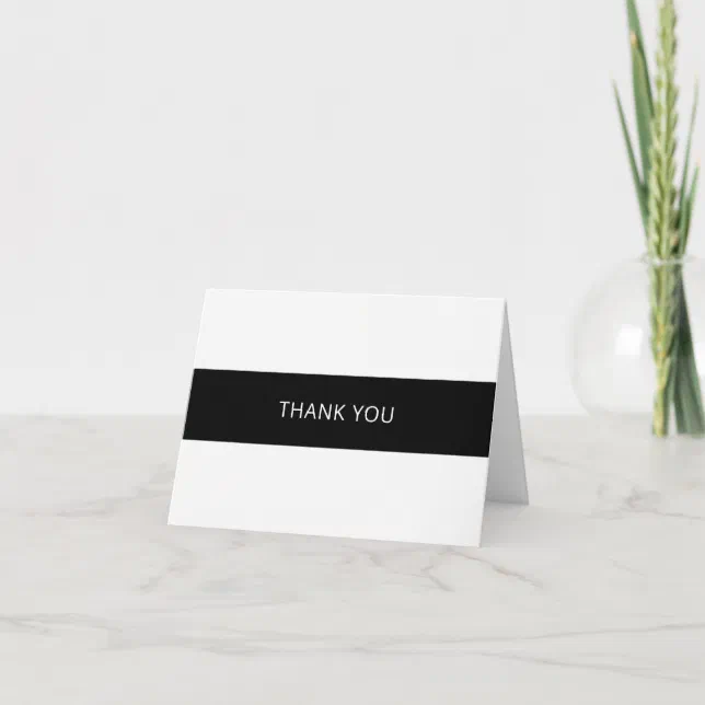 Simple black and white thank you card - folded | Zazzle