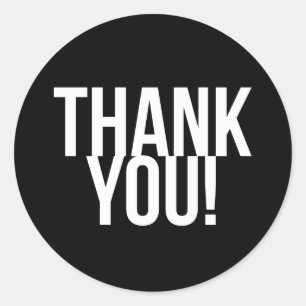 Simple Black and White Thank You Classic Round Sticker
