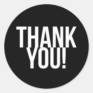 Simple Black and White Thank You Classic Round Sticker