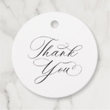 Simple Black and White Thank You Favor Tag