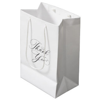 Simple Black and White Thank You Favor Tag Medium Gift Bag