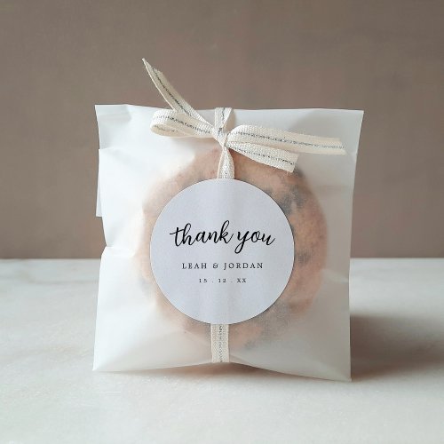 Simple Black And White Thank You Wedding Classic Round Sticker