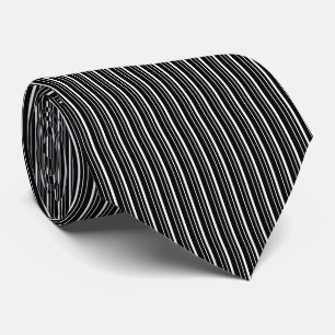 Simple Black and White Thin Vertical Stripes Neck Tie