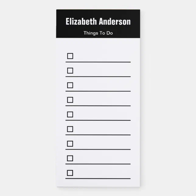 Simple Black and White Things To Do Template Notepad Zazzle