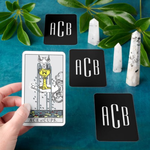 Simple Black and White Three Letter Monogram Tarot Cards