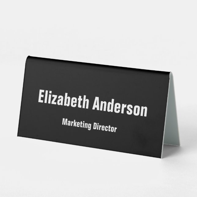 Simple Black and White Title Name Template Table Tent (Front)