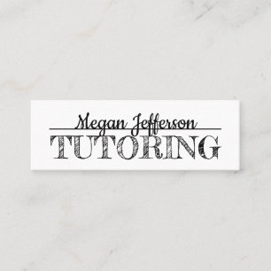 Simple Black And White Tutoring Minimalist Tutor Mini Business Card
