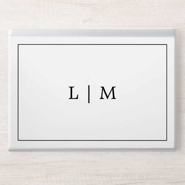 Simple Black and White Two Initial Monogram Logo HP Laptop Skin (Front)